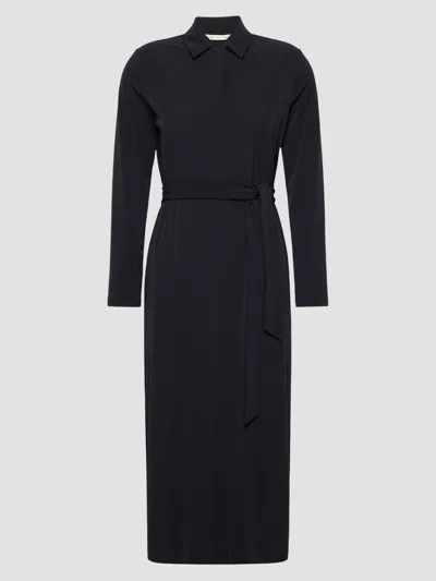 Mm Max Mara Women's Plissé Pleated Crepe Jersey Dress In Navy