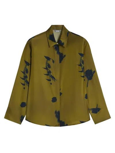 Mm Max Mara Women's Printed Silk Twill Shirt In Green