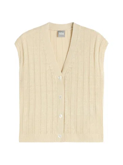 Mm Max Mara Women's Rib Knit Linen Yarn Gilet In Neutral