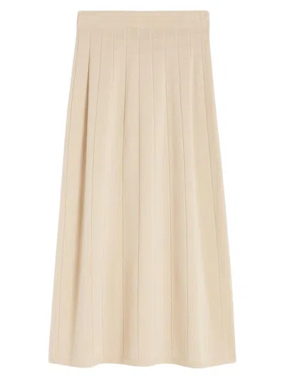 Mm Max Mara Women's Rib Knit Wool Skirt In White