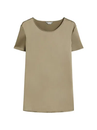 Mm Max Mara Women's Silk Satin T-shirt In Brown