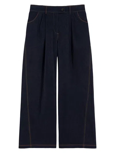 Mm Max Mara Women's Straight Fit Denim Look Trousers In Blue