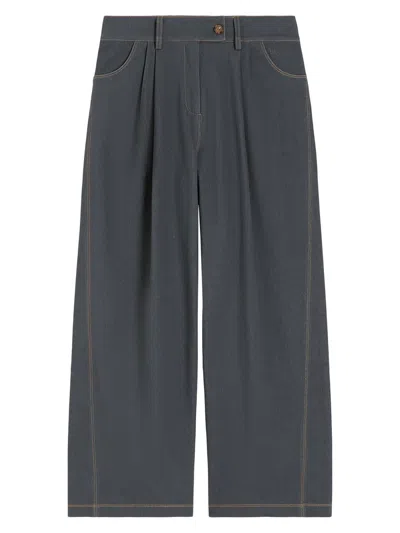 Mm Max Mara Women's Straight Fit Denim Look Trousers In Gray