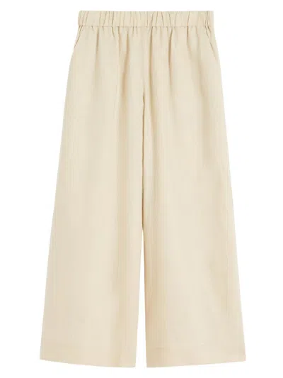 Mm Max Mara Women's Straight Fit Linen Canvas Trousers In Neutral