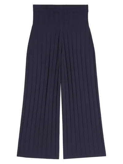 Mm Max Mara Women's Stretch Viscose Yarn Trousers In Blue