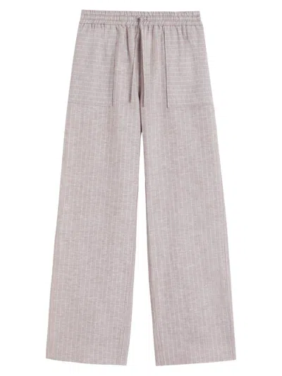 Mm Max Mara Women's Striped Cotton And Linen Trousers In Purple