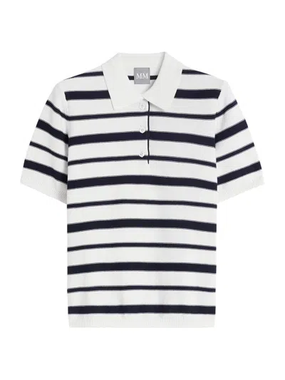 Mm Max Mara Women's Striped Cotton Polo Shirt In White