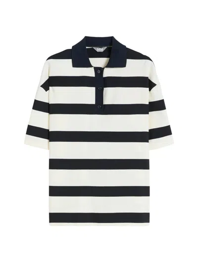 Mm Max Mara Polo Shirt Woman Color Blue In Black