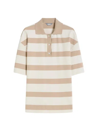 Mm Max Mara Women's Viscose Knit Polo Shirt In White