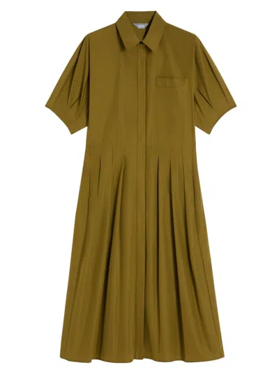 Mm Max Mara Women's Water Repellent Taffeta Shirt Dress In Green