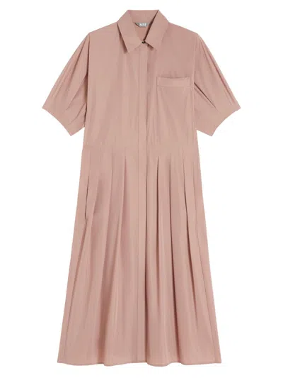 Mm Max Mara Women's Water Repellent Taffeta Shirt Dress In Pink