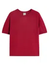 Mm Max Mara Crew Neck T-shirt In Cotton Blend In Burgundy