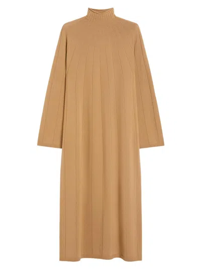 Mm Max Mara Women's Wool Yarn Dress In Brown