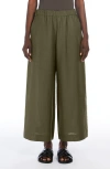 Mm Minnie Linen Wide Leg Crop Pants In Dark Green