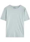 Mm Opunzia Logo-embroidered Jersey T-shirt In Light Blue