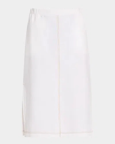 Mm Otto Straight Topstitched Skirt In Optical White