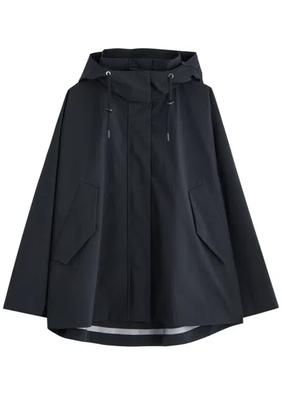 Mm Preston Hooded Rubberised Coat In Navy