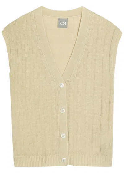 Mm Ranghi V-neck Fine-knit Linen Vest In Green