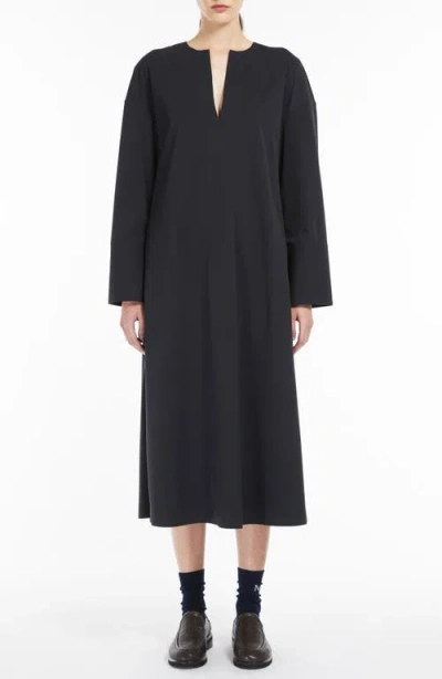 Mm Rapace Long Sleeve Jersey Shift Dress In Navy