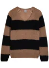 Mm Ricetta Striped Open-knit Jumper In Brown