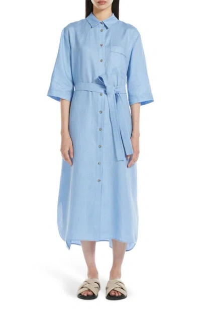 Mm Salute Linen Shirtdress In Light Blue