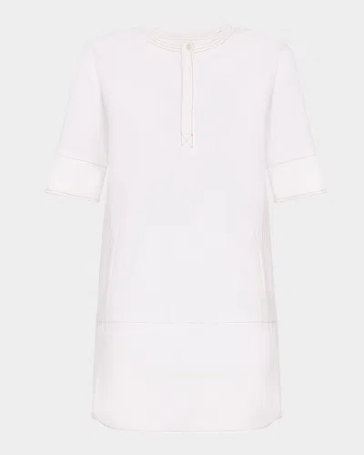 Mm Sebino Topstitched Crewneck Mini Dress In Optical White