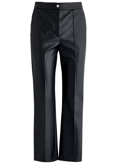 Mm Slim-leg Faux Leather Trousers In Navy