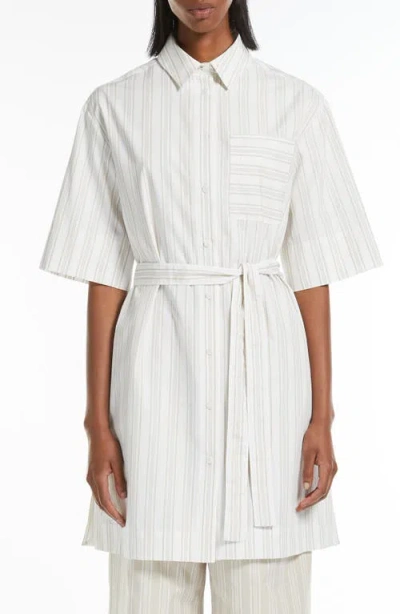 Mm Sospiro Stripe Tunic Top In White