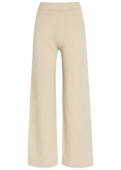 Mm Straight-leg Fine-knit Trousers In White