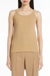 Mm Strenna Stretch Cotton Rib Tank Top In Camel