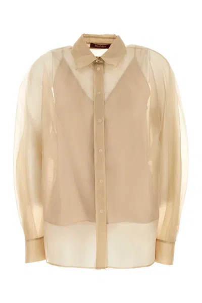 Mm Studio Beige Organza Ovale Shirt In Neutral
