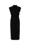 Mm Studio Black Crepe Sughero Shirt Dress In Black