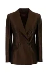Mm Studio Chocolate Taffeta Peccati Blazer In Brown