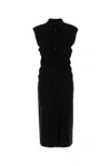 Mm Studio Black Crepe Sughero Shirt Dress In Black