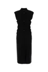 Mm Studio Black Crepe Sughero Shirt Dress In Black