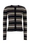 Mm Studio Piombo Cardigan Silk Blend Striped Knit In Black