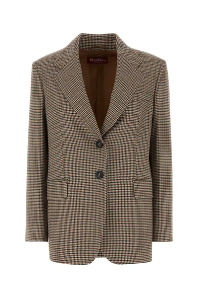 Mm Studio Embroidered Wool Alice Blazer In Brown