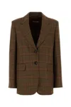 Mm Studio Embroidered Wool Blazer In Checked