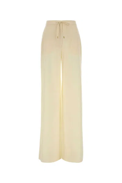Mm Studio Ivory Wool Wide Leg Crisma Pant In Gold