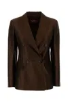 Mm Studio Chocolate Taffeta Peccati Blazer In Brown