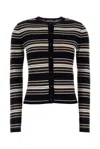 Mm Studio Piombo Cardigan Silk Blend Striped Knit In Black