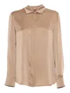 Mm Studio Pink Stretch Satin Baden Shirt In Brown