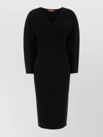 Mm Studio Viscose Blend Emiro Dress V Neck In Black