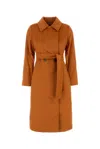 Mm Studio Orange Wool Bcollag Coat In Brown