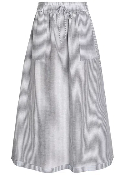 Mm Sumero Striped Linen-blend Midi Skirt In Multi