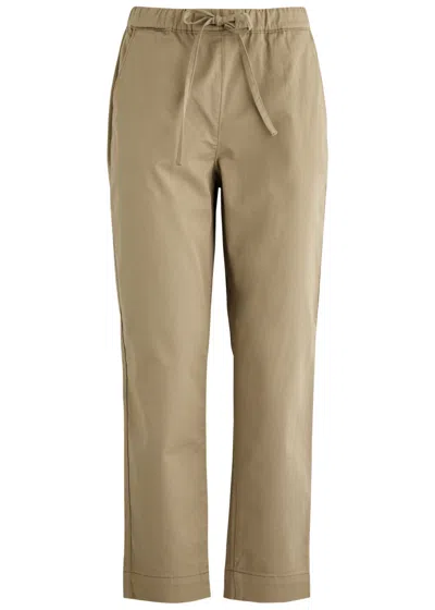 Mm Tapered Stretch-cotton Trousers In Sand