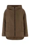 Mm The Cube Cleo Padded Jacket In Quilted Mud Polyester With Silk-blend Padding In Brown