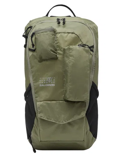 Mm6 By Maison Margiela X Salomon Versatile Multi-compartment Backpack With Padded Straps In Green