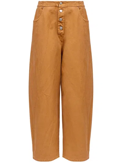 Mm6 Maison Margiela Button-up Wide-leg Jeans In ブラウン