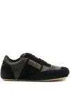 Mm6 Maison Margiela Mm6 By Maison Margiela Contemporary Black Leather And Suede Sneakers With Square Toe